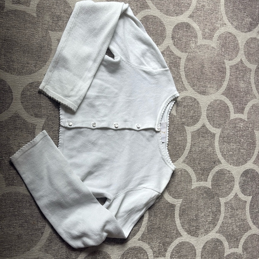 Jacadi White Cropped Knit Cardigan – 10Y (140 cm)
